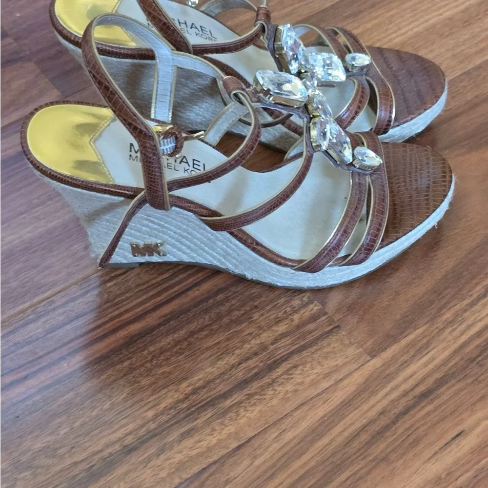 Like new MK crystal wedge sandals